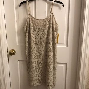 Grey lace metallic cocktail dress